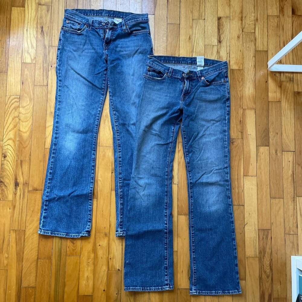 TWO pairs of Lucky Brand Bootcut Jeans, by Gene Montesano, Women’s size 4/27